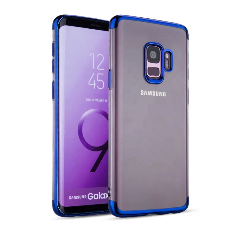 

Saiboro Slim Thin Clear Electroplating TPU Soft Protective Phone Back Case Cover for Samsung Galaxy S9 S9 Plus, Black, blue, red