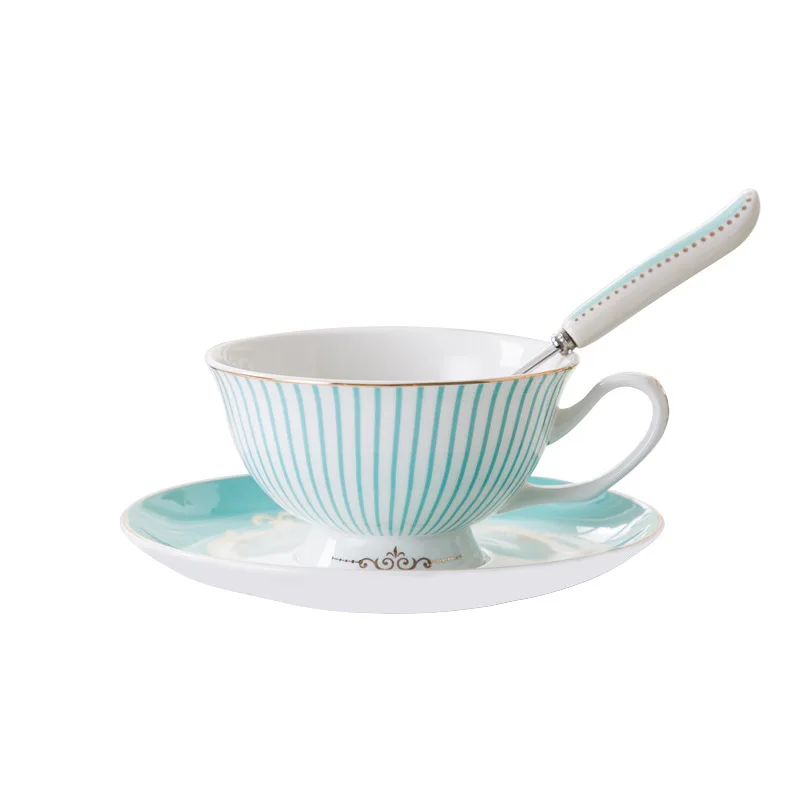 

Wholesale Vintage Blue Bone China Coffee Cup Set Ceramic cup With Saucer, Blue,pink,black,purple