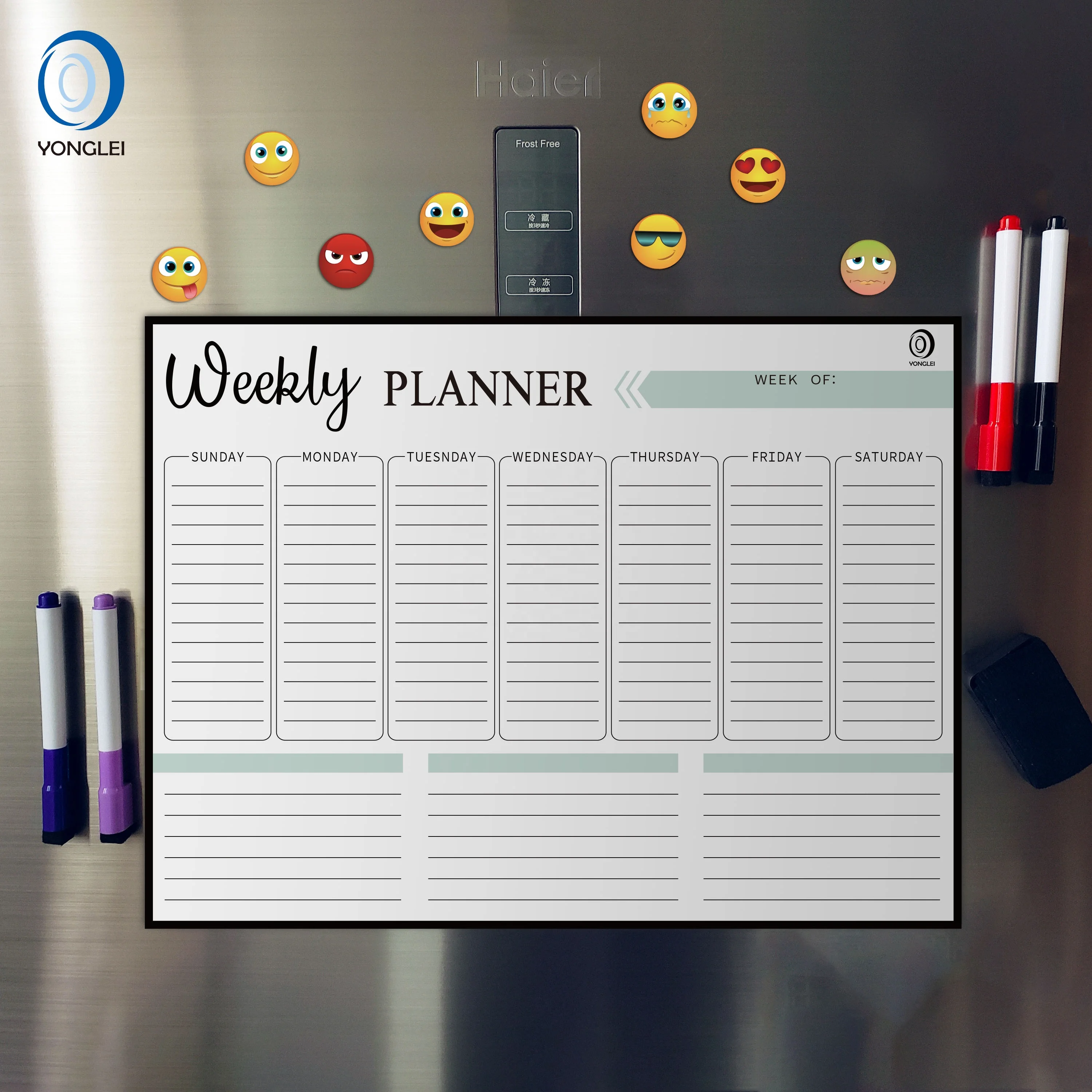 
11.8-3A1 Fridge Magnetic Board Refrigerator Magnet Memo Board Whiteboard Weekly Planner 