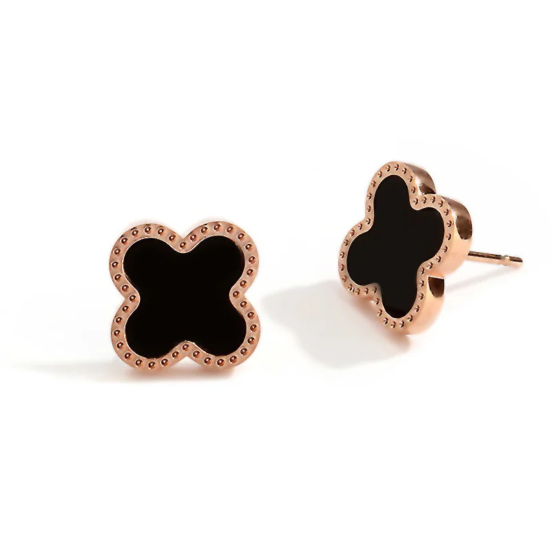 

Fashion Stainless Steel 18k Gold Stud Earring Four Leaf Clover Women Earrings, 1 colors to choose