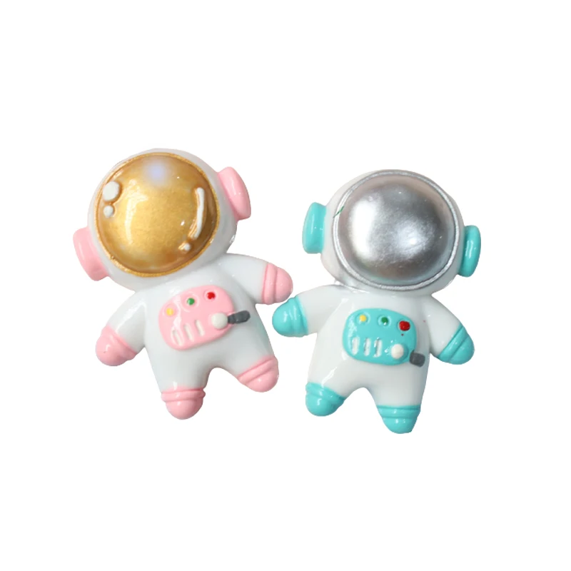 

hot sale space theme simulation pink blue color large astronaut design flatback resin cabochons for diy decoration