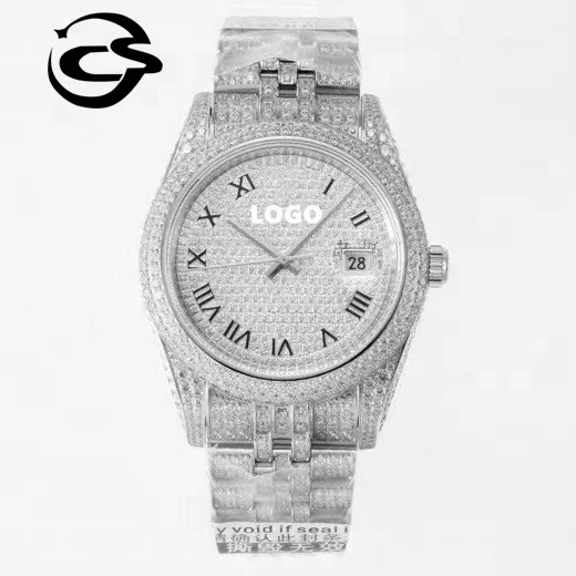 

Luxury Machinery brand watch 904L Steel ETA 3255 Movement 126333 Rollexables Two Tone Ice cube Diamond Gypsophila Watch