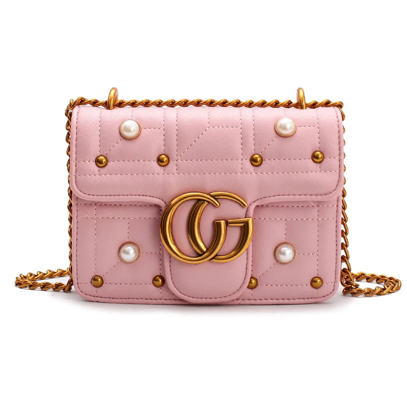 

Pearl Single Shoulder PU caviar leather chain bag for ladies