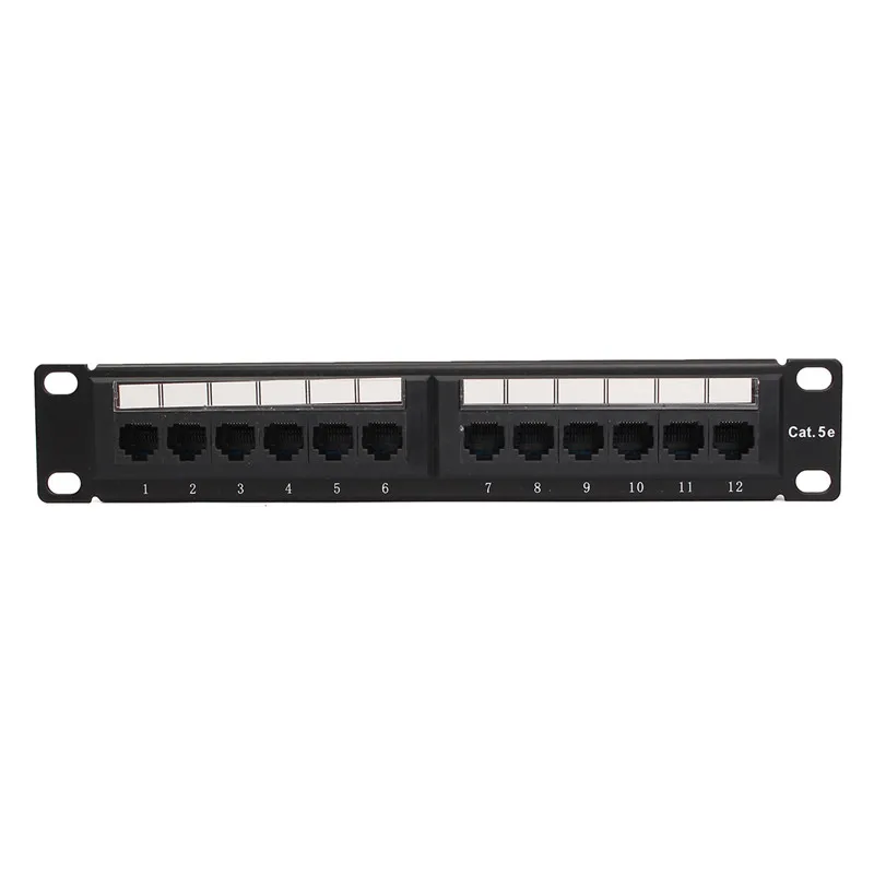 12 Port RJ45 Patch Panel UTP Cat6/Cat5e Ethernet LAN Network Adapter Rack Cable Wall Mounted Bracket Connector Rack Tool