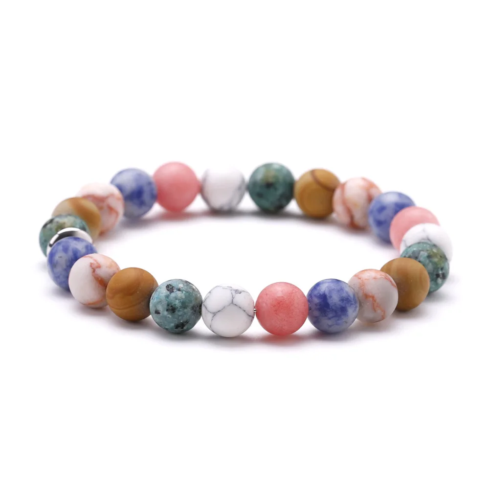 

8mm/10mm Colorful Natural Stone Beads Charming Jewelry Bracelet, Gemstone Bead Stretch Enamel Bracelet