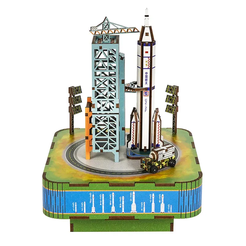 

Tonecheer Aerospace Melody music box wood jigsaw for kids wooden 3d puzzle My Motherland and Me