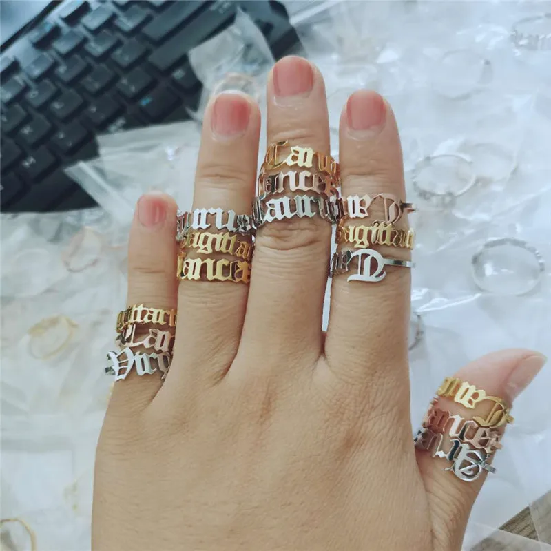 

18k Gold Plated High Quality 12 Horoscope Zodiac adjustable stainless steel ring