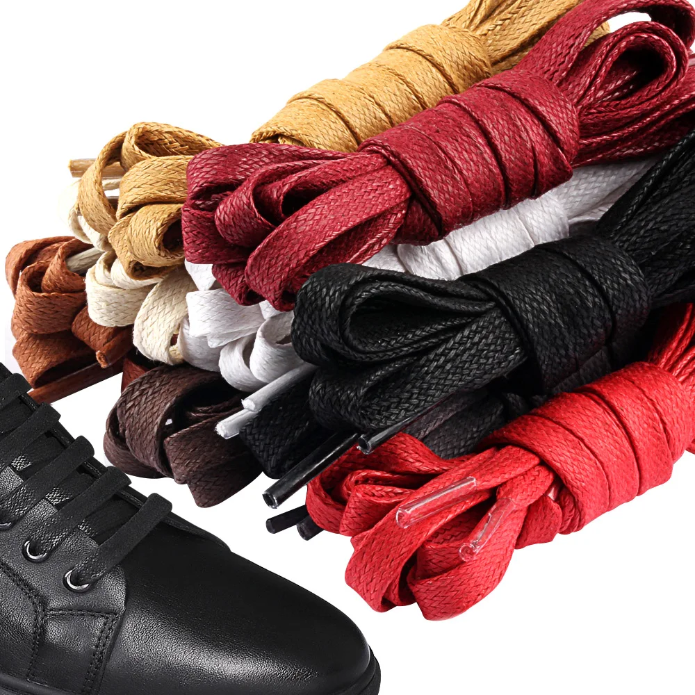 

[11] 7mm flat shoelace waxed shoelaces 7mm waxed rope shoe strings casual leather shoes laces polyester shoes lace, 10 colors