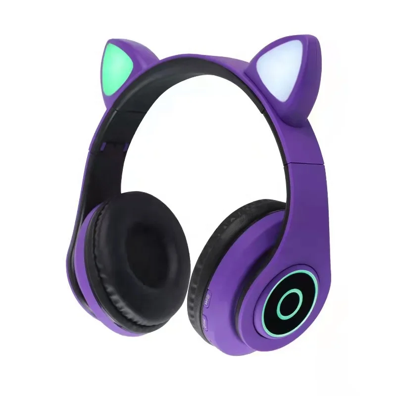 

2021 Best selling Amazon Ebay Cat ears v5.0 blue tooth headphones with TF card slot 3.5mm audio aux microphone function for kids