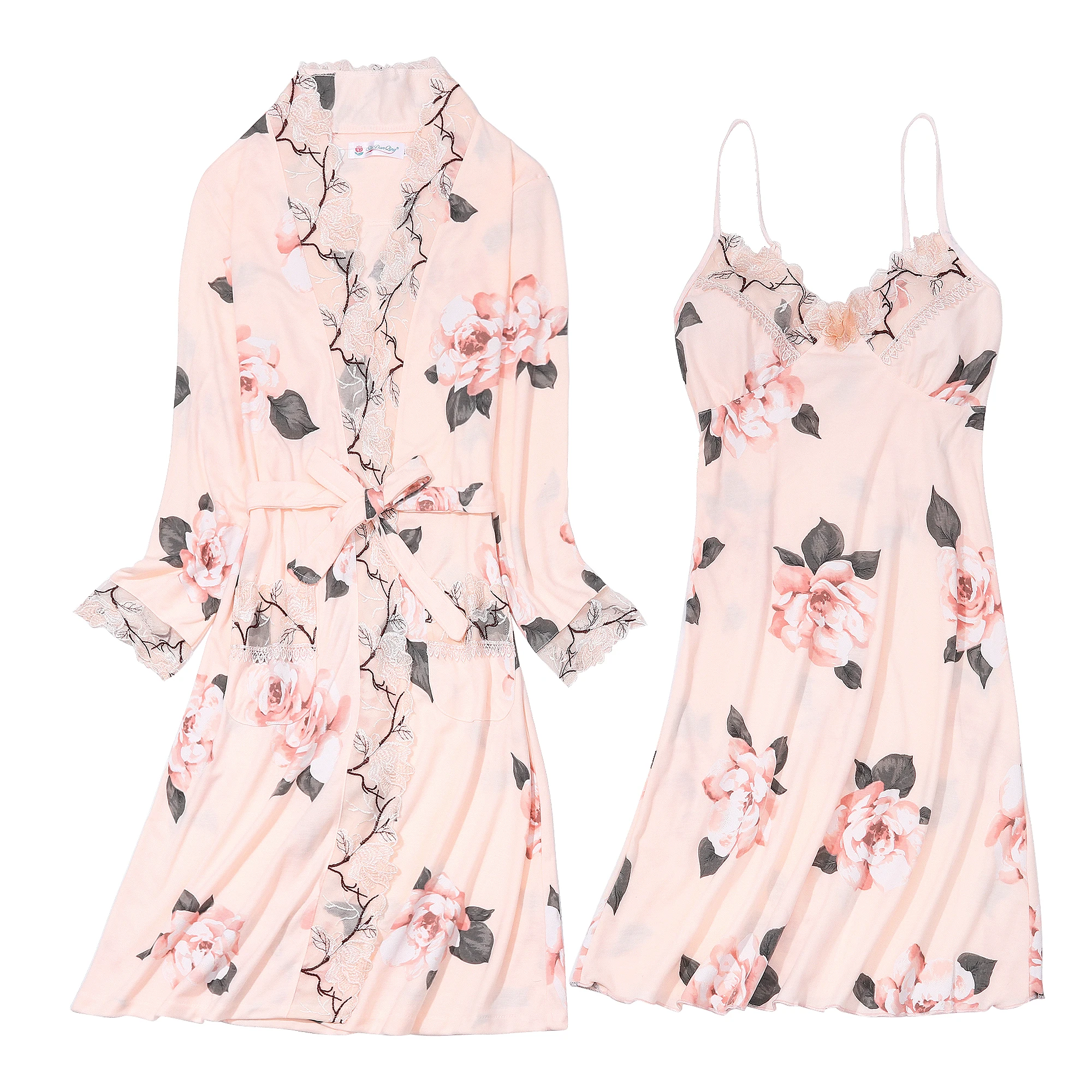 

Knitting double-sided pajamas 210g high density Sexy sling two-piece pajamas