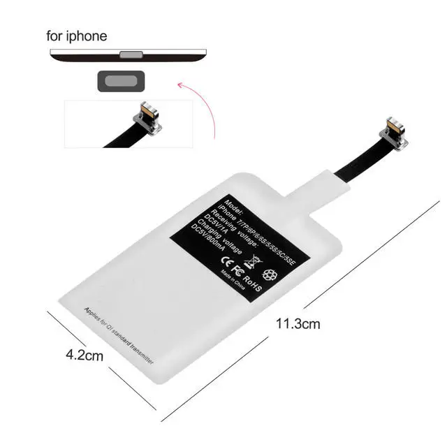 

Receiver for type c micro light port for wireless charger