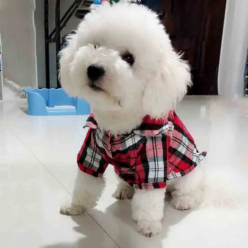 

Fashion Cat Clothing Shirts Summer Classic Plaid Pet Clothes Small Dogs French Bulldog Puppy Dog t-Shirt, Customized color