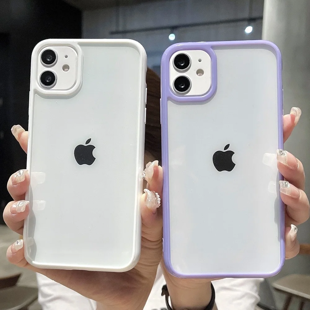 

Colorful Bumper Shockproof Trasparent Phone Case For iPhone 12 Mini 11 Pro Max XR X XS Max 8 7 6S Plus SE 2020 Clear Back Cover