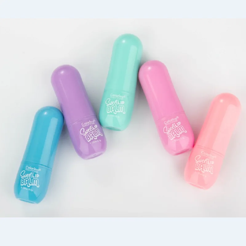 

High quality natural lip balm wholesale stocks fruit lip balm contailner eco friendly private label, 5 colors