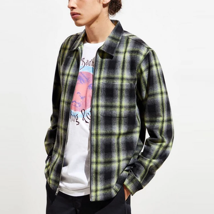 mens zip up flannel shirt