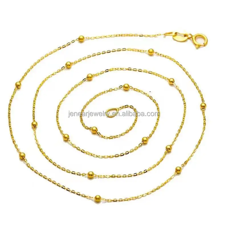 

Genuine 18K gold beaded chain real 18K AU750 pawnable gold bead chain necklace