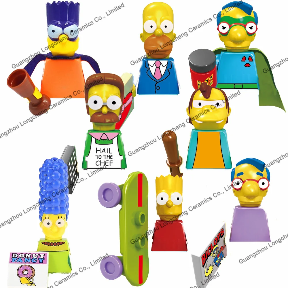 

Marge Simpsons Season Bart Nelson Flanders Homer Pronton Milhouse Bart Mini Building Blocks Action Figures Kid's Toys KF6039