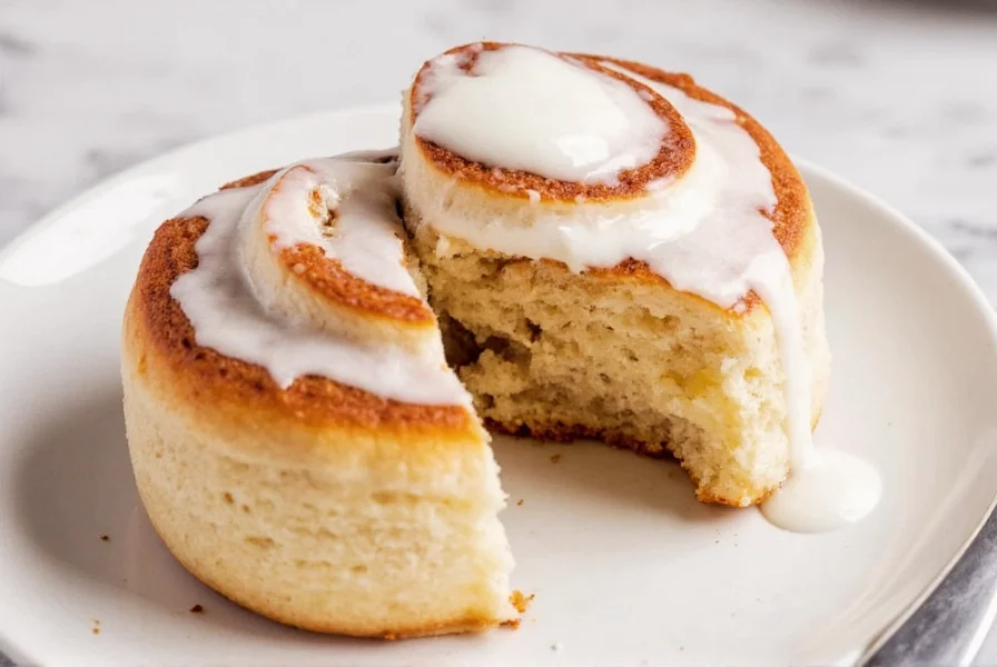 Finished tiktok cinnamon rolls with heavy cream topped with cream cheese frosting