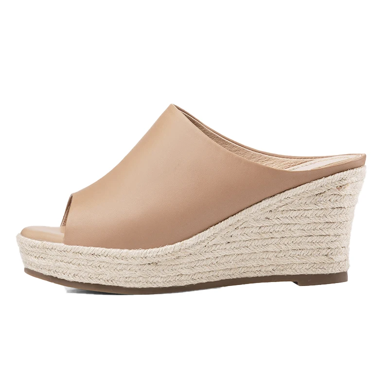 

lady slid on wedges sandals simple one piece upper women Espadrilles Sandals, Customized color