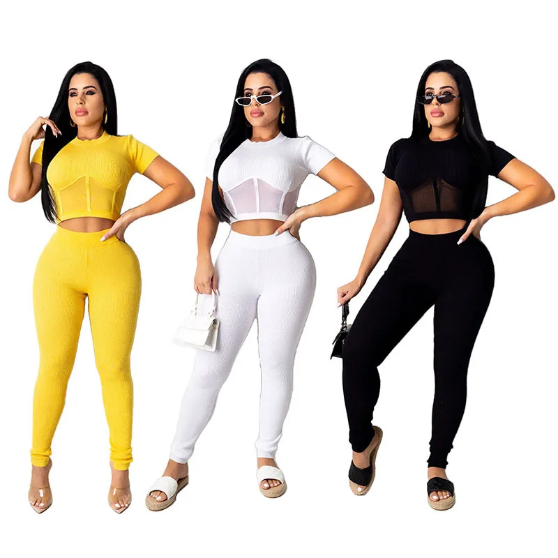 

Fashion Short Sleeve Cropped Womens Set Two Piece Tshirt Summer Outfits 2 Piece Summer Clothes Sets For Women Clothing