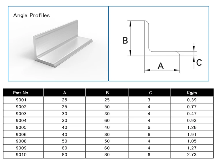 Angle Profiles 9005 Clear Anodized Aluminum Profile Aluminum Extrusion ...