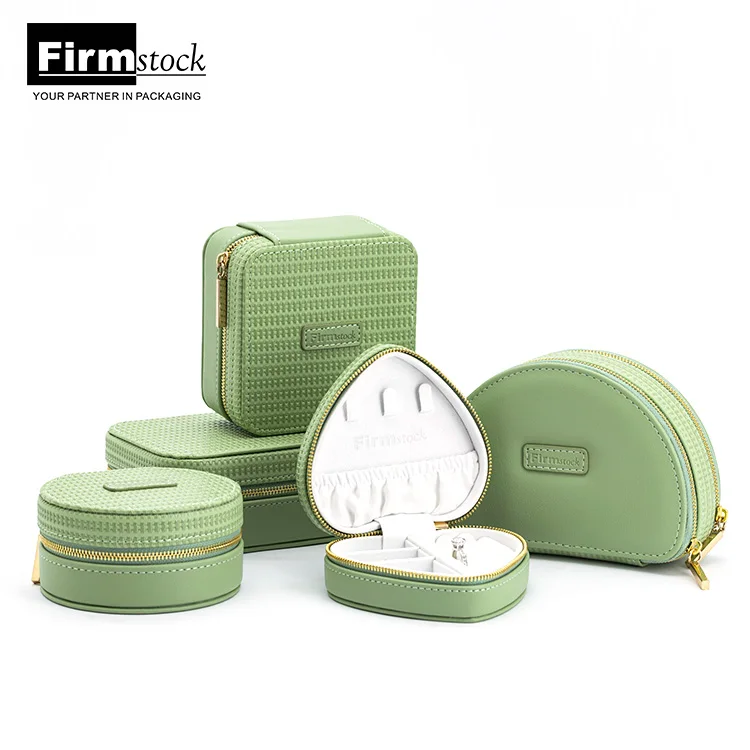 

Jewellery Travel Storage Case Hanging Plastic Velvet Luxury Box Leather Mini Necklace Earring Jewerly Portable Jewelry Organizer, Green