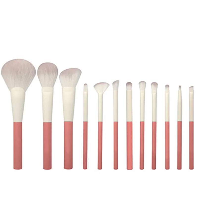 

New simple style ZNYBEAUTY 12pcs makeup brush set for beginner super soft free PU bag light wooden handle