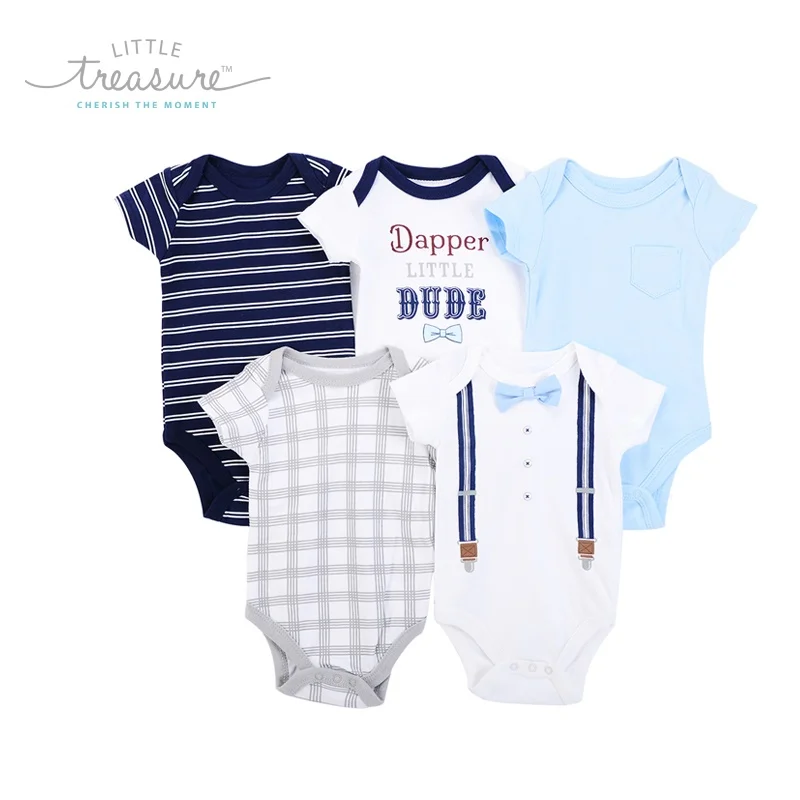 

Little Treasure High Quality Newborn Baby Romper Cotton Baby Bodysuit for Boys