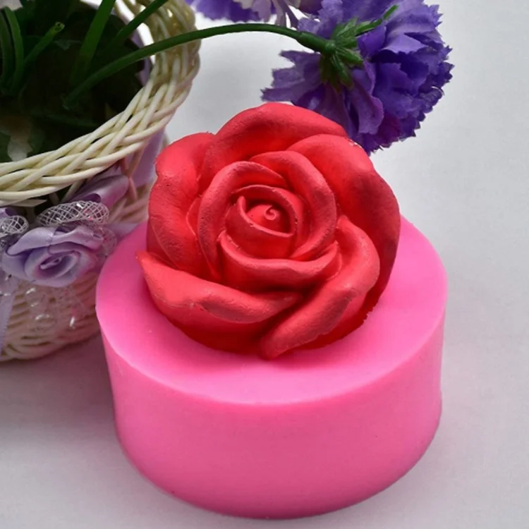 

Mothers Day 3D Romantic Blooming Flower Rose Shape Candle Soap Cake Topper Decorating Silicone Fondant Resin Molds, Pink