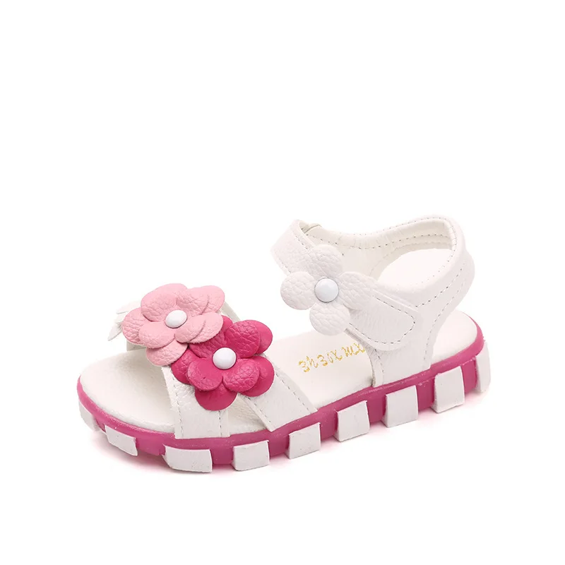 

Summer Fashion beautiful big flower kids girl flat non-slip shoes princess beach sandals