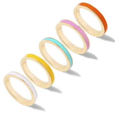 

European and American hot style alloy jewelry simple drop oil ring Beach in Stock Jewelry for Women Girls, Gold