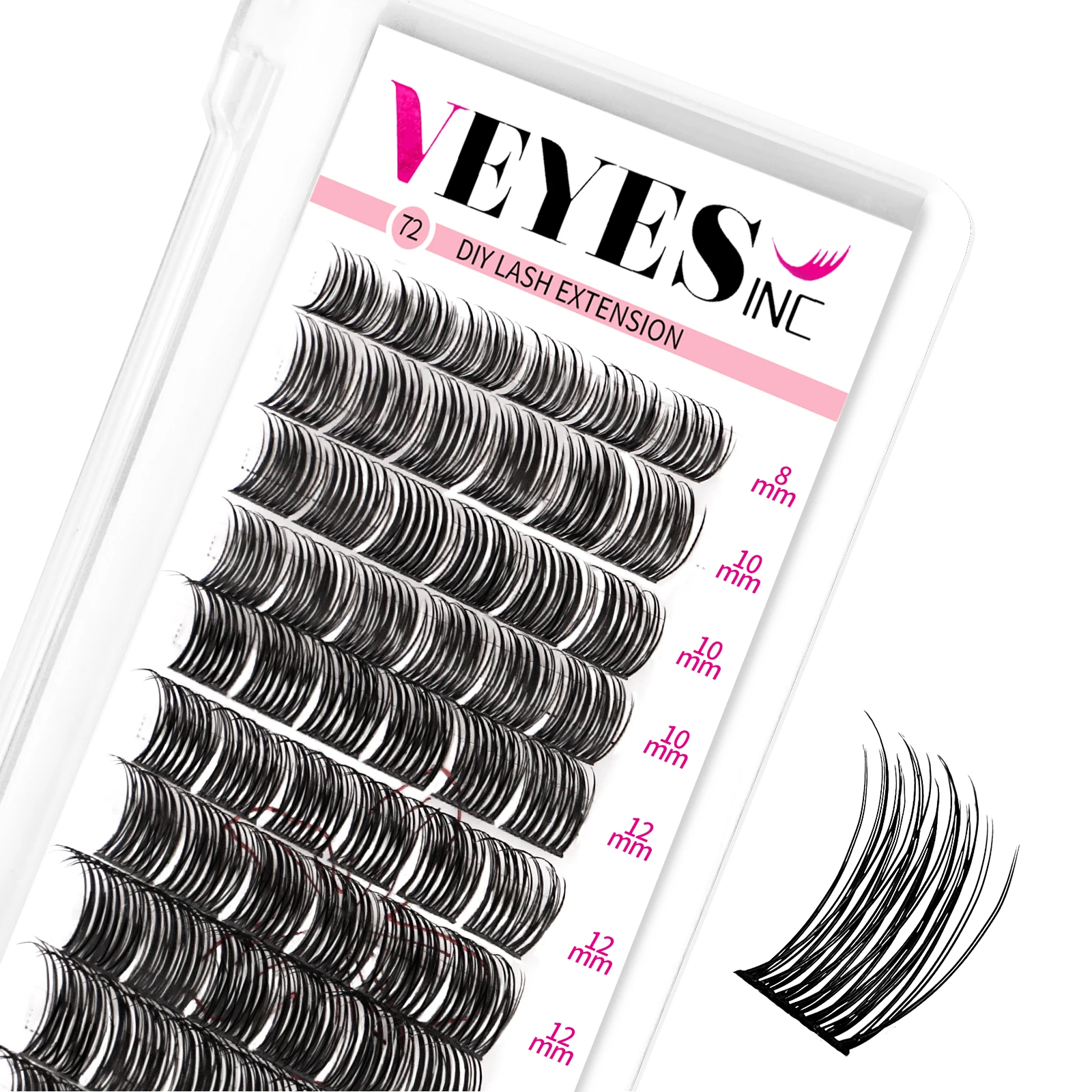 

VEYES inc Warehouse in US Plume Individual Cluster Lashes 0.3mm Superfine band Brown Segment Bond diy cluster Lashes 12mm