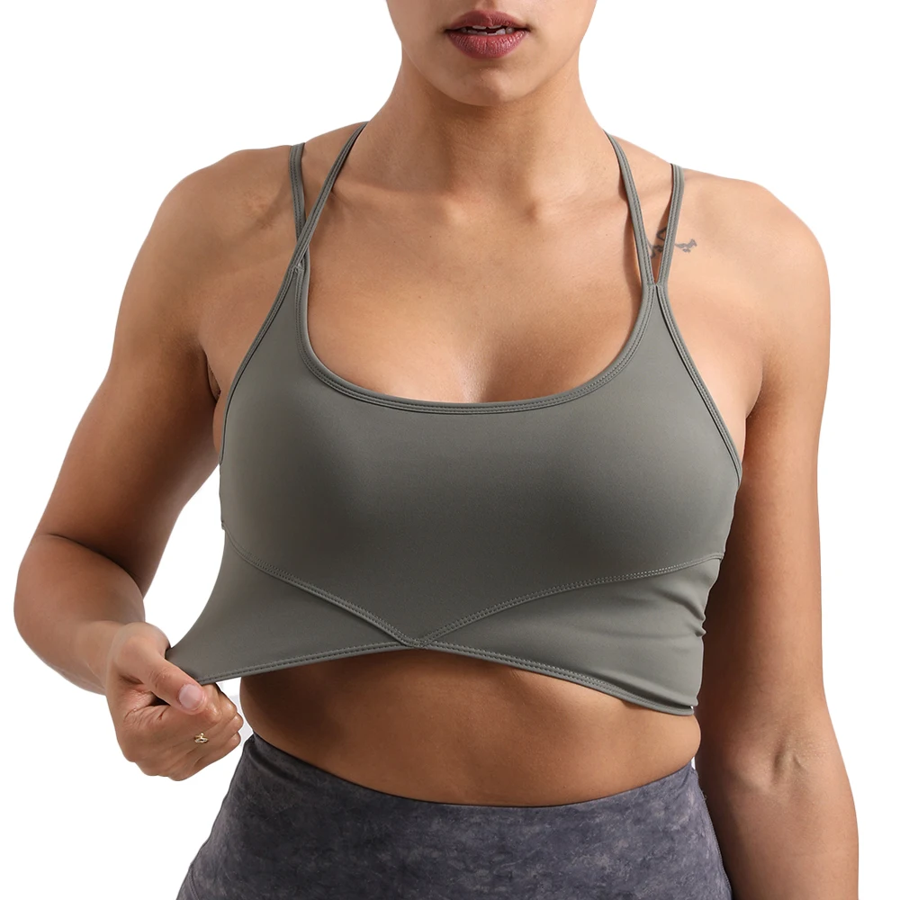 

Wholesale Hot Sexy Yoga Spaghetti Straps Plus Size Back Cross Backless Sports Bra, Blue, olive green, pink,black,white