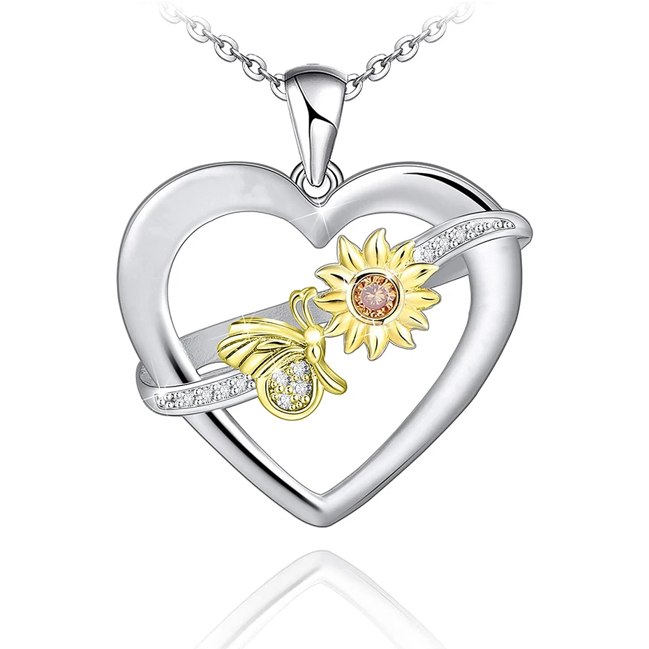 

Rose Valley Sunflower Necklace Hot Selling Jewelry Pendant Gold plated Two Tone Jewel Fashion Gift For Lover YN032
