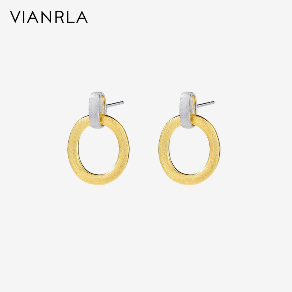 

VIANRLA 925 Sterling Silver Jewelry Double Color Oval Shape Pendant 18k Gold Plated Earring For Women Free Laser Logo Wholesale