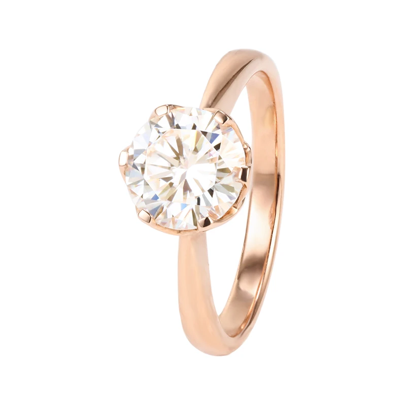 

Customized Pure 14K Gold One Stone Rings Eternity Dimond Band Ring Women, Picture shows