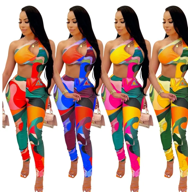 

2021 Sexy Ladies Bodycon Rompers One Shoulder Sleeveless Nightclub Wear Summer Women One Piece Jumpsuits, 4 color as picture