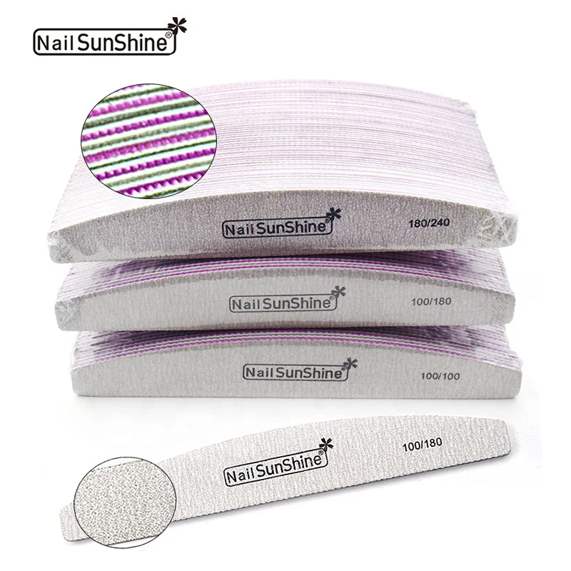 

Waterproof Double-sided Professional Half Moon Nail File Zebra Gray 100/180/240