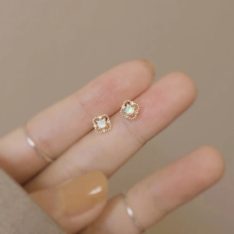 

Tiny small 925 Sterling Silver mini opal gold plated stud earrings for women girls