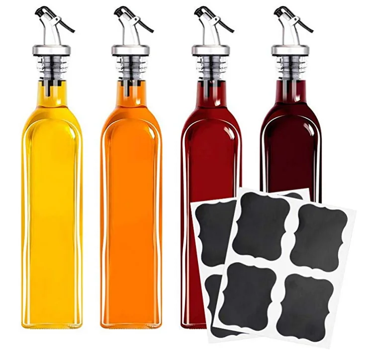 

12 Pack Oil and Vinegar Cruet Glass Bottles with Dispensers 17oz Oil and Vinegar Dispenser Set, Customized