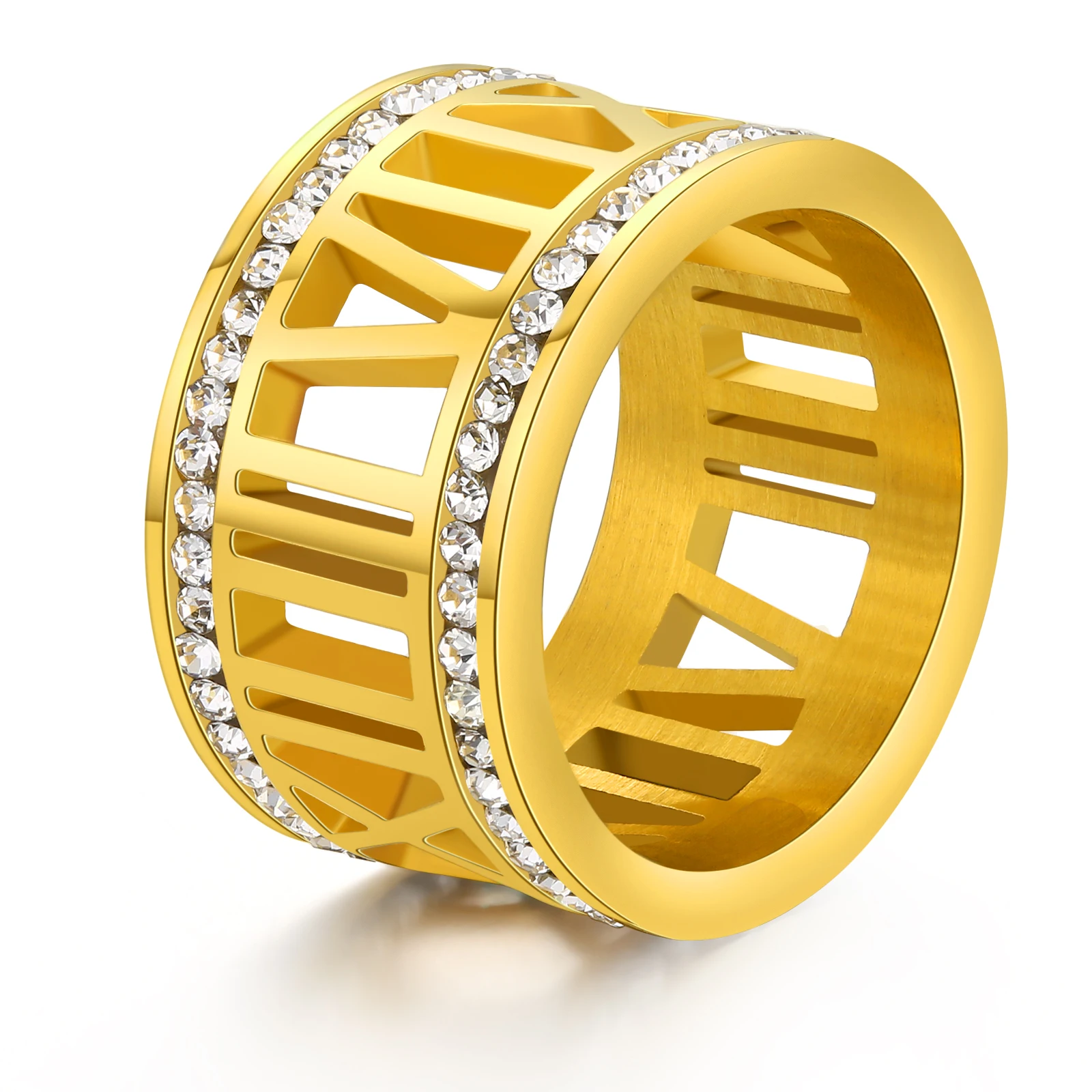 

2021 Fashions Vintage Wedding Diamond Engagement Gold Pated Stainless Steel Rings