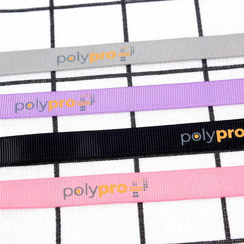 Factory Custom logo Ribbon 3/8 Flower Ribbon With logo Polyester Double-sided Grosgrain Printing Ribbon