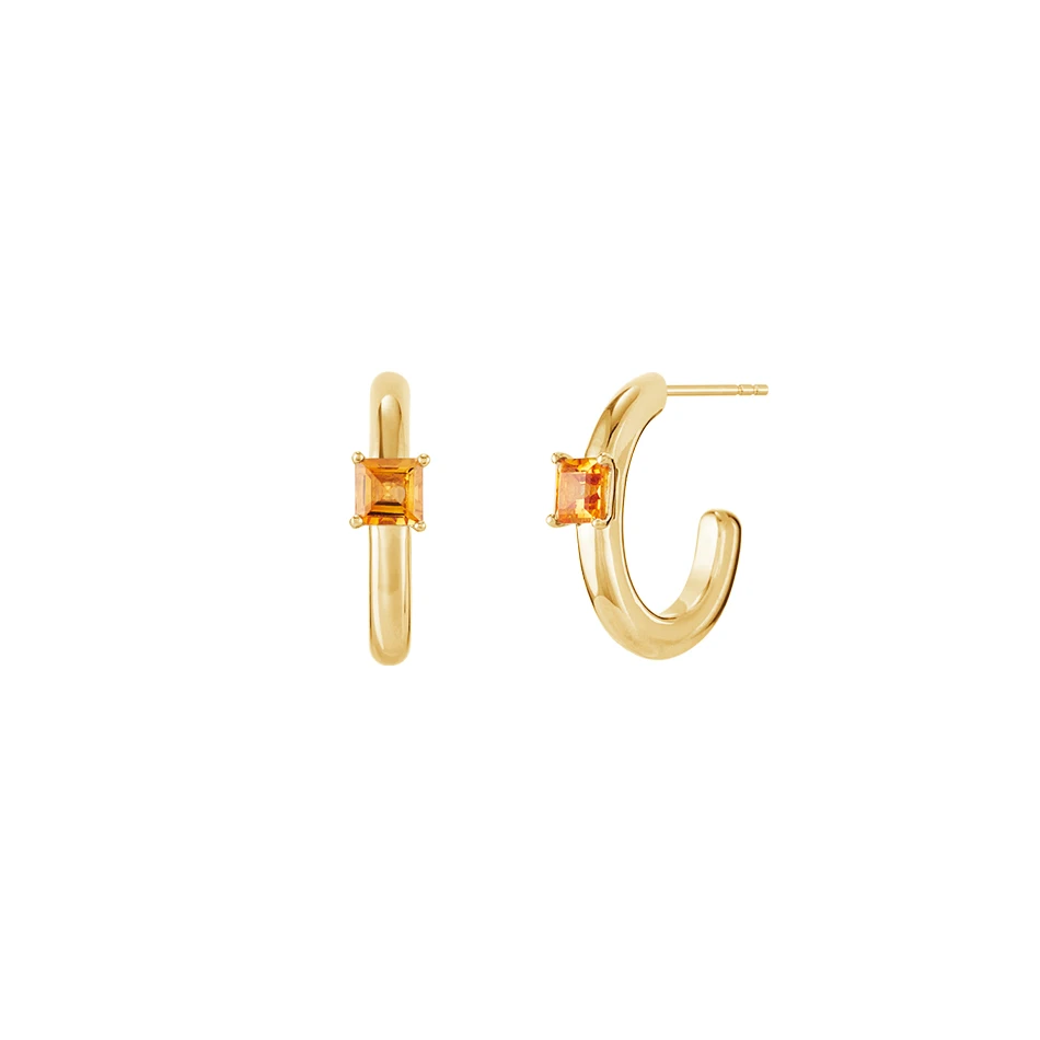 

wholesale 18k gold plated luxury jewelry 925 sterling silver simple style yellow zircon hoop earrings for women