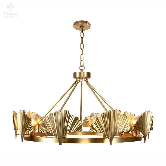 
New Design Chinese Style Living Room 10 Lights Antique Brass Ginkgo Leaf Chandelier Farmhouse  (62262413477)