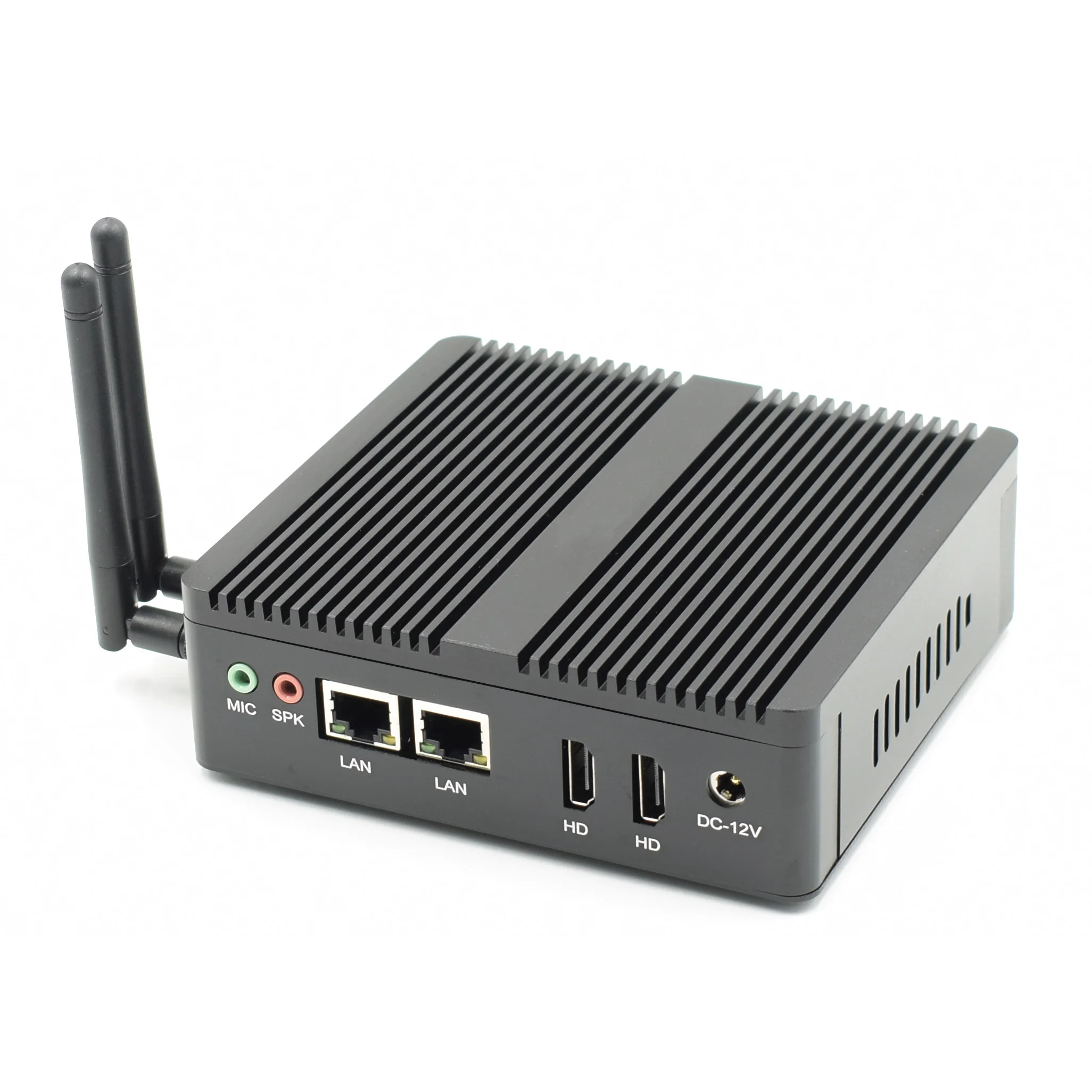 

intel celeron n3160 j3160 fanless mini pc with 2 lan port 2 HD display x86 dc 12v