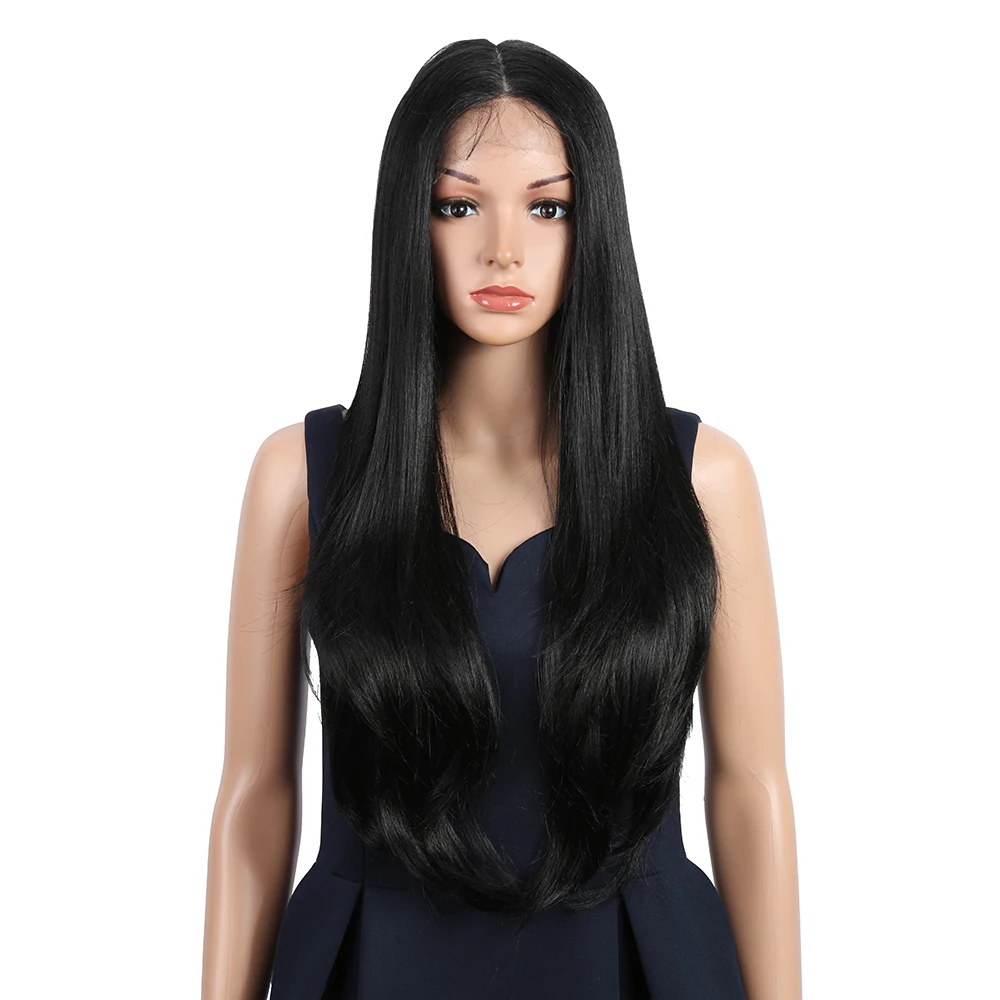 

Hot Selling Swiss T Middle Part Lace High Temperature Ombre Blond 31' Long Natural Hairline Body Wave Synthetic Lace Front Wig, Pic showed