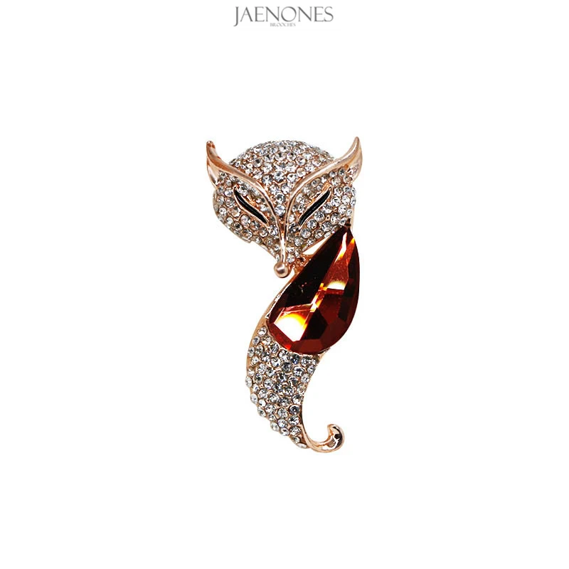 

JAENONES High Quality Custom Designers Enamel Rhinestone Luxury Animal Brooch Fox Brooches For Women