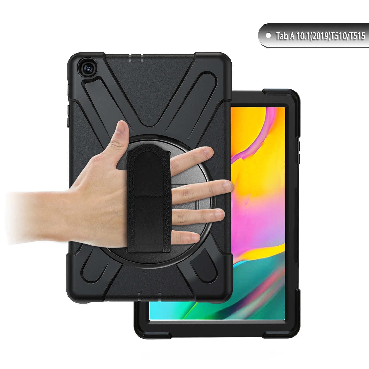 

Rugged Hybrid Armor Case for Samsung Galaxy Tab A 10.1 T510 T515 Kickstand Hand Shoulder Strap Heavy Duty Tablet Cover