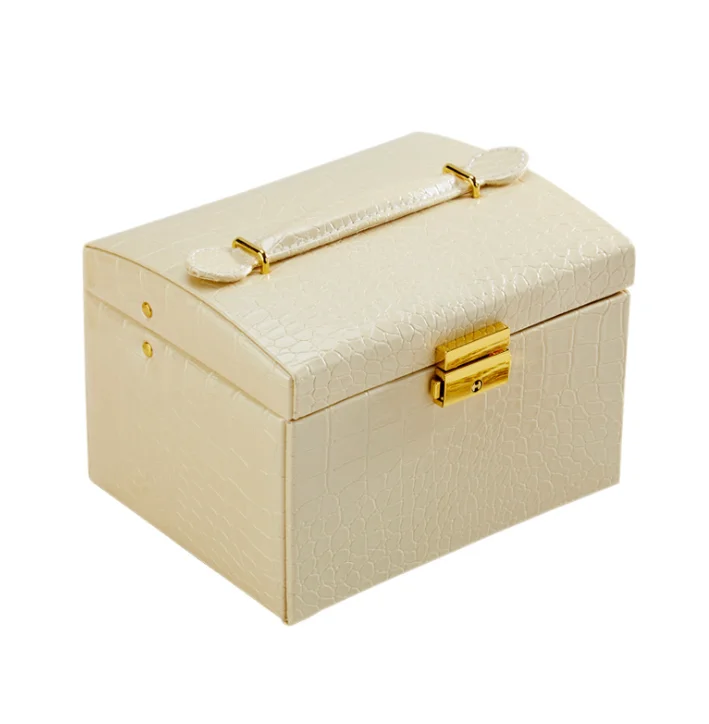 

PU leather portable jewelry case three layer necklaces jewelry storage box