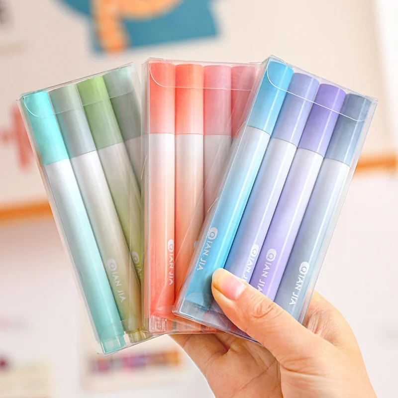 

Wholesale fashion DIY diary cute 4 color pastel highlighter marker pen set